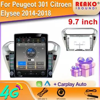 9,7-дюймовый вертикальный экран Tesla Android автомобильное радио для Peugeot 301 Citroen Elysee 2014-2018 навигация GPS мультимедийный плеер 8 core 2GB+32GB