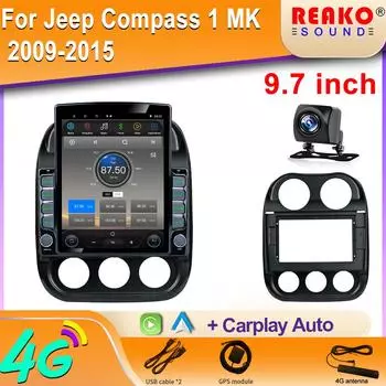 9,7-дюймовый вертикальный экран Tesla Android 12.0 автомобильное радио для Jeep Compass 1 MK 2009-2015 GPS-навигация Carplay мультимедийный плеер 8 core 2GB+32GB