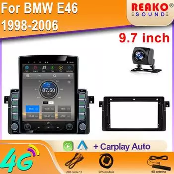 9,7-дюймовый вертикальный экран Tesla Android автомобильное радио для BMW E46 M3 318i 1998-2006 мультимедийный плеер Carplay GPS навигация 8 core 2GB+32GB