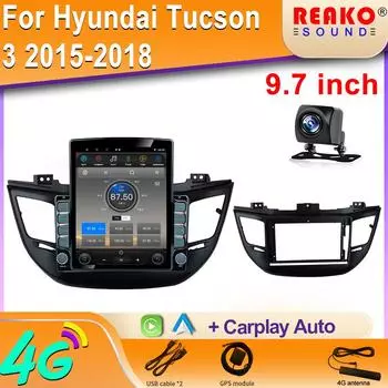 9,7-дюймовый вертикальный стиль Tesal Android автомобильное радио для Hyundai Tucson 3 2015-2018 навигация GPS мультимедийный плеер стерео головное устройство 8 core 2GB+32GB чёрный