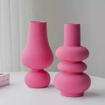 9,8-дюймовая керамическая ваза цвета фуксии, розовая фарфоровая ваза для Барби, центральный элемент, ваза-бутон, минималистичное украшение для дома, цветочная ваза для сухоцветов