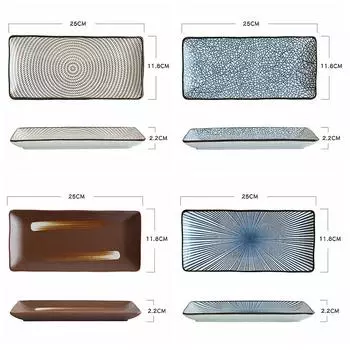9,8-дюймовая японская обеденная тарелка керамическая тарелка для суши рыбная обеденная посуда прямоугольная посуда безопасна для микроволновой печи
