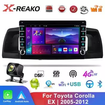 9 Автомобильный автомагнитола для Toyota EX 2005-2012 Видео android 12 Carplay Авто Мультимедийный Плеер DSP IPS 4G 8Core GPS Радио Стерео 8 core 4GB+64GB