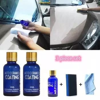 9-часовая автомобильная жидкая керамика, автодетейлинг, стеклянное покрытие, защита от царапин, супергидрофобная краска, покрытие для ухода за мотоциклом, стекло 30ml-3-piece set