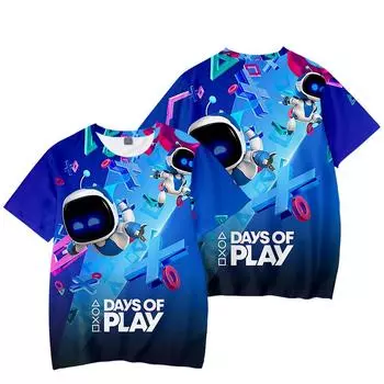 9 Colors Astro Bot Anime Women Men s T-shirts Cartoon Printed O-Neck Oversized Short Sleeves Fashion Mens Clothing Streetwear XS коричневый