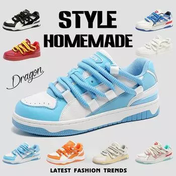 9 Colors High Quality Trend Brand Skateboard Shoes for Men Women Casual Fashion Leather Outdoor Platform Shoes Chunky Sneakers 36