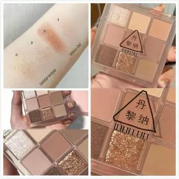 9-цветный лоток для теней для век, водостойкий и устойчивый к поту, перманентный набор с натуральным блестящим жемчугом, без размазывания, контурный лоток цвета земли, женский студенческий макияж 1#