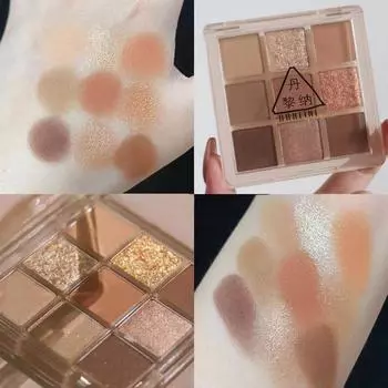 9-цветный лоток для теней для век, водостойкий и устойчивый к поту, перманентный набор с натуральным блестящим жемчугом, без размазывания, контурный лоток цвета земли, женский студенческий макияж 1#