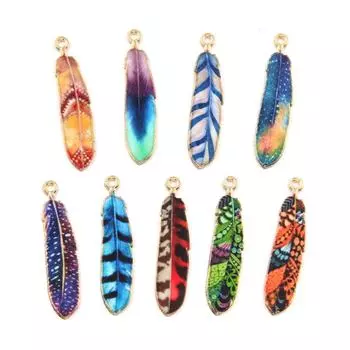 9 цветов 9*38 мм DIY сплав перо лист ювелирные изделия головной убор, серьги и аксессуары для багажа 9*38mm