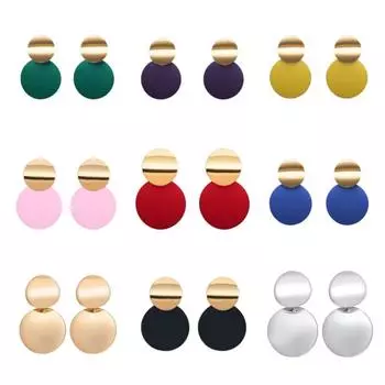 9 цветов богемные серьги модные серьги-капли для женщин геометрические двойные круглые преувеличенные серьги