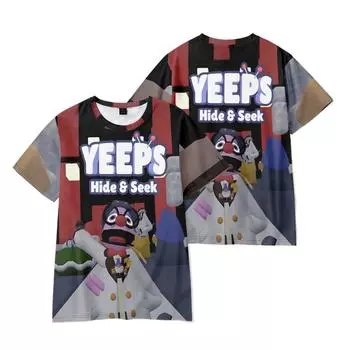 9 цветов Футболки для женщин и мужчин Футболка с рисунком Yeeps Hide and Seek с принтом O-образным вырезом, большие короткие рукава, модная мужская одежда, уличная одежда XS фиолетовый