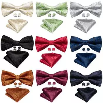 9 цветов галстук для мужчин тканый атласный галстук-бабочка с цветочным принтом карманный квадратный комплект запонок официальная свадьба LH-0913