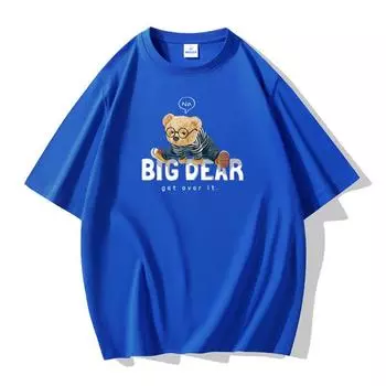 9 цветов Медведи Мужская футболка с короткими рукавами Свободная футболка 100% хлопок Повседневная футболка большого размера S
