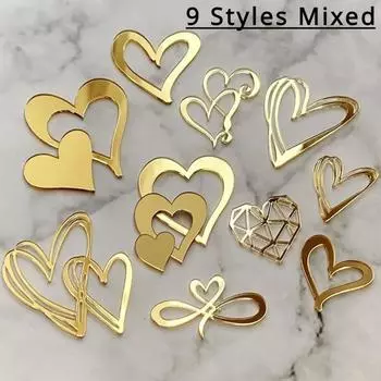 9 дизайнов Акриловая фигурка для торта в форме сердца Ins Style, украшение на день рождения, День святого Валентина, боковая акриловая вставка для торта на свадьбу