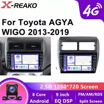 9 дюймов для Toyota AGYA/WIGO 2013 2014 - 2019 Android 13 головное устройство стерео автомобильное радио GPS 4G 8-ядерная навигация мультимедиа авторадио 8 core 4GB+64GB