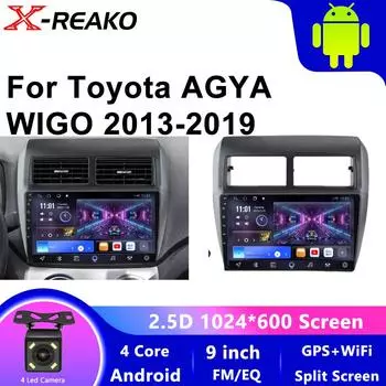 9 дюймов для Toyota AGYA/WIGO 2013 2014 - 2019 Android 13 головное устройство стерео автомобильное радио GPS навигация мультимедиа авторадио 4 core 1GB+32GB carplay