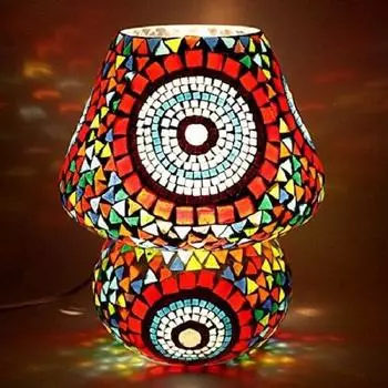 9 дюймов Стеклянная настольная лампа в форме гриба для прикроватной тумбочки, гостиной и домашнего декора Турецкая лампа для украшения (Многоцветный, лампочка в комплект не входит)