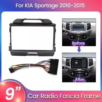 9-дюймовая 2din автомобильная панель для Kia Sportage 3 4 SL 2010-2016, монтажное крепление на панель, двухдиновая рамка для DVD, рамка для автомобильного радиоприемника чёрный