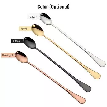 9-дюймовая ложка для холодного чая, ложка из нержавеющей стали с длинной ручкой, ложка для молочного коктейля, ложка для размешивания кофе розового золота