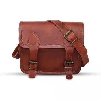 9-дюймовая маленькая кожаная сумка через плечо, винтажная сумка-мессенджер через плечо для женщин и мужчин, мужской кошелек, совместимый с Ipad и планшетом, коричневый 9 x 7 x 3 in коричневый