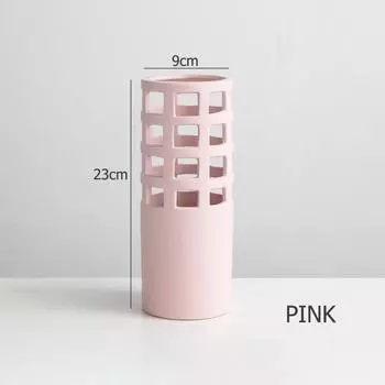 9-дюймовая матовая керамическая ваза для цветов, цветная проколотая розовая ваза, украшение для дома, центральный элемент, зеленый цветочный горшок, идеальный подарок белый