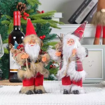 9-дюймовая рождественская кукла Санта-Клауса, стоящая Санта, держащая подарочный мешок, фигурка на Рождество A