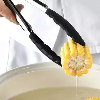 9-дюймовые щипцы для еды из нержавеющей стали, силиконовые термостойкие зажимы для приготовления пищи, инструменты для барбекю, салата, хлеба, кухонные аксессуары