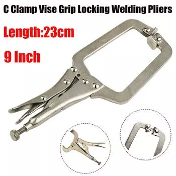 9-дюймовые стальные тиски C-образной формы с фиксатором, клещи для сварки, инструмент для поиска шипов по дереву, серебристый, высококачественная сталь серебряный