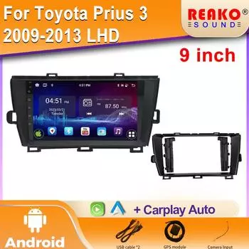 9-дюймовый Android автомобильный радиоприемник для Toyota Prius 3 09-13 LHD Carplay Multimedia Vedio Player GPS Navi MP5 BT DSP EQ 4/5G Wifi 4 core 1GB+32GB carplay