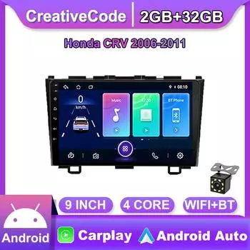 9-дюймовый Android Carplay для Honda CRV 2006-2011, автомобильный радиоприемник, мультимедийный видеоплеер, GPS-навигация, WIFI, 2 + 32 ГБ 1+16GB