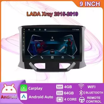 9-дюймовый Android Carplay для LADA Xray 2015-2019, автомобильный радиоприемник, мультимедийный видеоплеер, GPS-навигация, WIFI, 4 + 64 ГБ 2+32GB