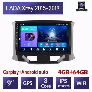 9-дюймовый Android Carplay для LADA Xray 2015-2019, автомобильный радиоприемник, мультимедийный видеоплеер, GPS-навигация, WIFI, 4 + 64 ГБ 2+32GB
