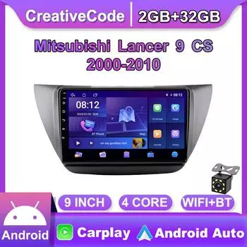 9-дюймовый Android Carplay для Mitsubishi Lancer 9 CS 2000-2010, автомобильный радиоприемник, мультимедийный видеоплеер, GPS-навигация, WIFI, 2 + 32 ГБ 1+16GB