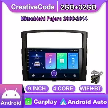 9-дюймовый Android Carplay для Mitsubishi Pajero 2006-2014, автомобильный радиоприемник, мультимедийный видеоплеер, GPS-навигация, WIFI, 2 + 32 ГБ 1+16GB