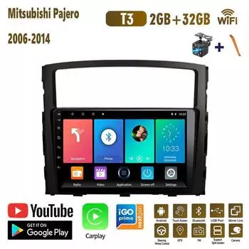 9-дюймовый Android Carplay для Mitsubishi Pajero 2006-2014, автомобильный радиоприемник, мультимедийный видеоплеер, GPS-навигация, WIFI, 2 + 32 ГБ 1+16GB