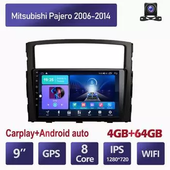 9-дюймовый Android Carplay для Mitsubishi Pajero 2006-2014, автомобильный радиоприемник, мультимедийный видеоплеер, GPS-навигация, WIFI, 4 + 64 ГБ 2+32GB