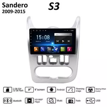 9-дюймовый Android Carplay для Renault Logan I Sandero 2009-2015, автомобильный радиоприемник, мультимедийный видеоплеер, GPS-навигация, WIFI, 2 + 32 ГБ 1+16GB