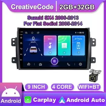 9-дюймовый Android Carplay для Suzuki SX4 2006-2013 Fiat Sedici 2005-2014 автомобильный радиоприемник мультимедийный видеоплеер GPS-навигация WIFI 2 + 32 ГБ 1+16GB