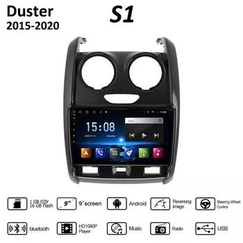 9-дюймовый Android для Renault Duster 2015-2020, автомобильный радиоприемник, мультимедийный видеоплеер, GPS-навигация, WIFI, 1 + 16 ГБ