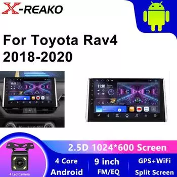 9-дюймовый Android для Toyota RAV4 XA50 2018-2022 Автомобильный радиоприемник DVD мультимедийный плеер GPS навигация 2 Din Carplay головное устройство экран 4 core 1GB+32GB carplay