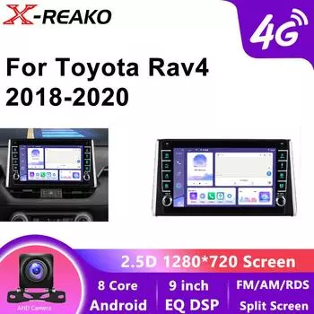 9-дюймовый Android для Toyota RAV4 XA50 2018-2022 автомобильный радиоприемник DVD мультимедийный плеер GPS 4G 8-ядерный навигатор 2 Din Carplay головное устройство экран 8 core 4GB+64GB
