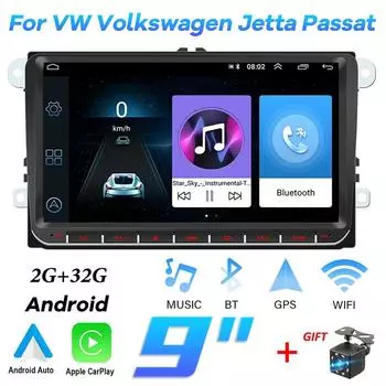 9-дюймовый автомобильный мультимедийный плеер с Android Carplay для VW/Volkswagen/Golf/Polo/Tiguan/Passat/B7/B6/Seat/Leon/Skoda/Octavia Радио GPS-навигация 2 + 32 ГБ 2+32GB