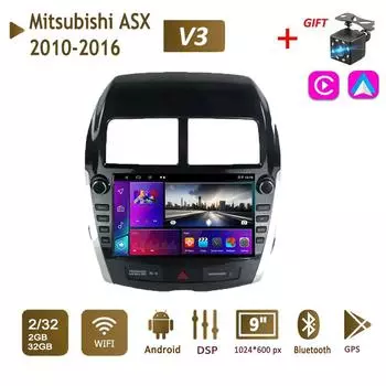 9-дюймовый автомобильный радиоприемник 2 + 32 ГБ для Mitsubishi ASX 2010-2016 WIFI 2 DIN-Android Auto-Carplay-Gps