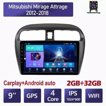 9-дюймовый автомобильный радиоприемник Carplay для Mitsubishi Mirage Attrage 2012-2018 автомобильный мультимедийный видеоплеер GPS-навигация WIFI 2 + 32 ГБ 1+16GB