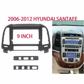 9-дюймовый автомобильный радиоприемник для HYUNDAI Santa Fe 2006-2012, установка на приборную панель, комплект пластиковой панели, рама, отделка 9 inch чёрный
