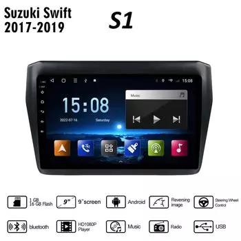 9-дюймовый автомобильный радиоприемник для Suzuki Swift 2017-2019 Android, автомобильный мультимедийный видеоплеер, стерео радио, GPS-навигация, WIFI, 1 + 16 ГБ