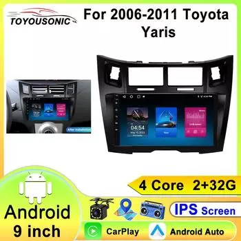 9-дюймовый автомобильный радиоприемник GPS-навигация для Toyota Yaris Vizi 2005-2011 CarPlay Android Auto Bluetooth для автомобиля с левым рулем 4 core 1GB+32GB carplay