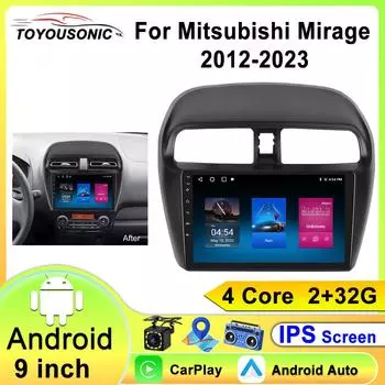 9-дюймовый автомобильный радиоприемник мультимедиа для Mitsubishi Mirage Attrage 2012-2023 BT WiFi GPS Car-play Android Auto Video Player 4 core 1GB+32GB carplay