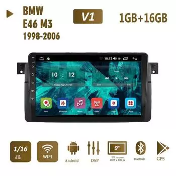 9-дюймовый автомобильный радиоприемник на базе Android для BMW E46 M3 Rover 318/320/325/330/335 1998-2006 гг., автомобильный мультимедийный плеер, GPS-навигация, головное устройство, WIFI, 1 + 16 ГБ