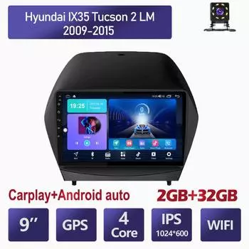 9-дюймовый автомобильный радиоприемник на базе Android Carplay для Hyundai IX35 Tucson 2 LM 2009-2015, автомобильный мультимедийный видеоплеер, GPS-навигация, WIFI, 2 + 32 ГБ 1+16GB